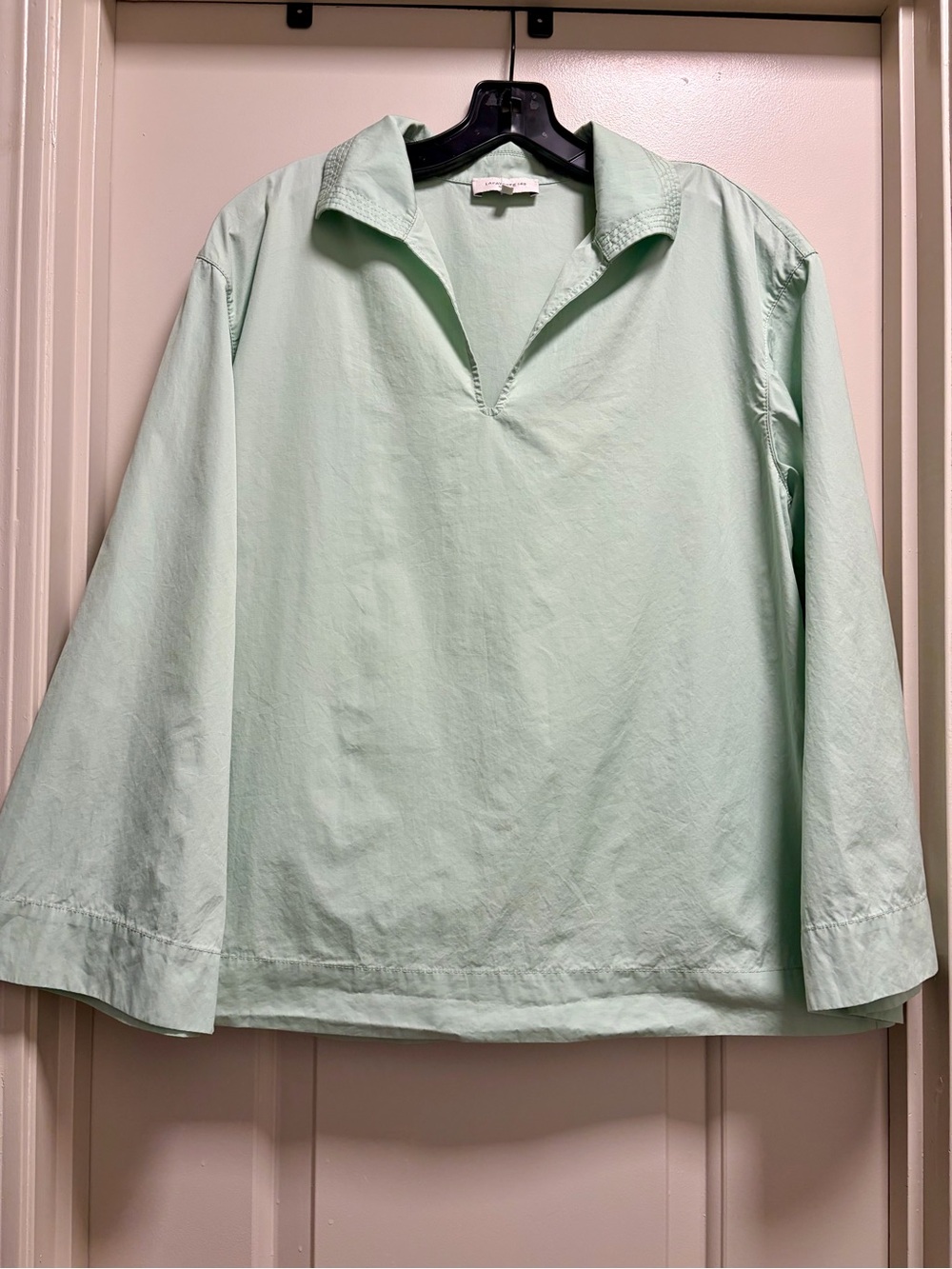 Lafayette 148 New York Julep Top Size Small Mint Green Cotton Popover SAKS